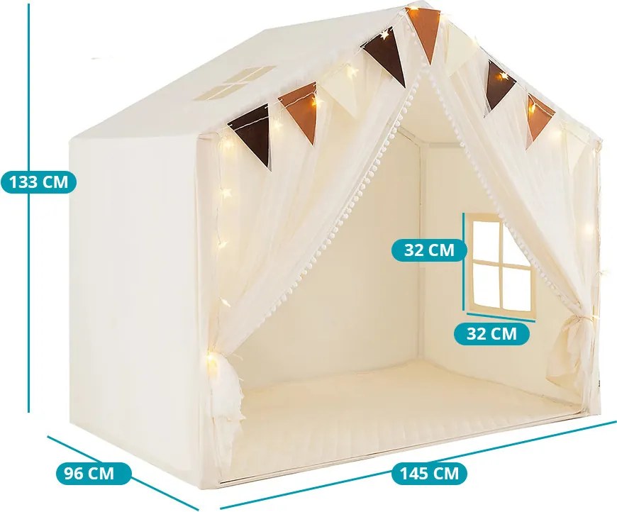 Játszósátor csillagfényekkel, bézs