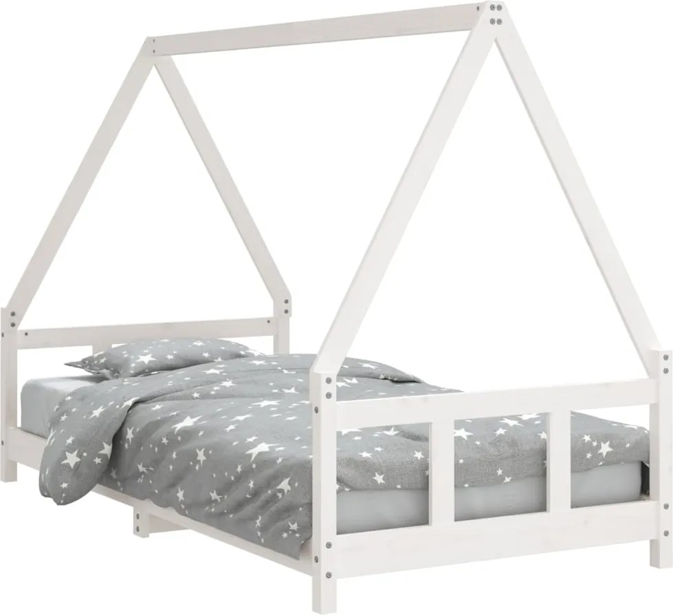 vidaXL fehér tömör fenyőfa gyerekágykeret 90x190 cm