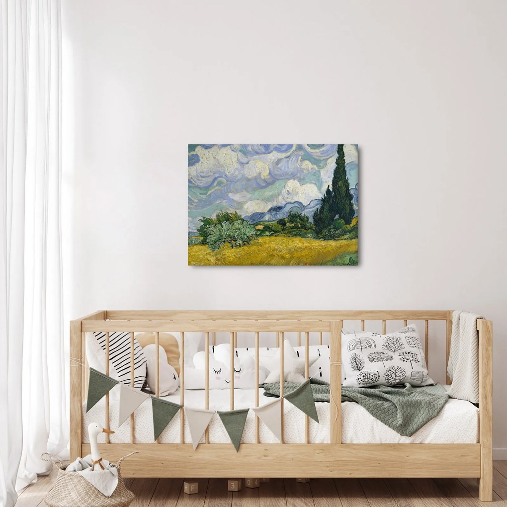 Kép - Vincent van Gogh, Wheat Field with Cypresses, reprodukciók (70x50 cm)