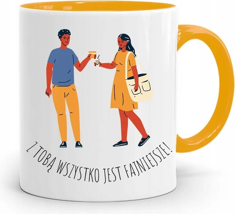 Sárga Bögre Barátnak Minden Menőbb, fényképes nyomattal