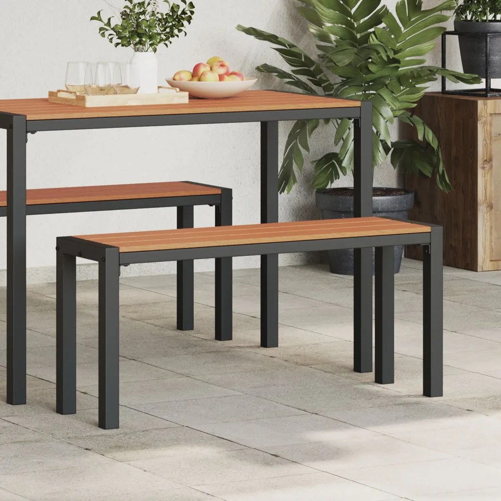Kerti pad 100 cm Acél és WPC Barna és Fekete