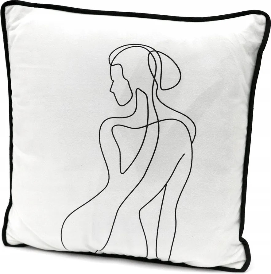 Női Akt Párna 40cm Fehér Fekete Dekoratív