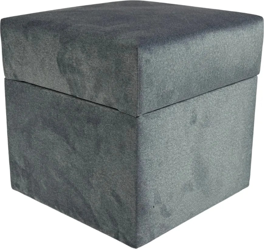Négyzet alakú nyitható velúr puff sötétszürke könnyen tisztítható tűzálló