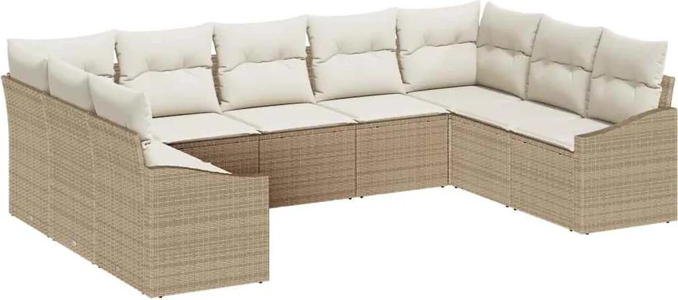 vidaXL Kanapé Szett párnával 9 pcs Bézs polirattan