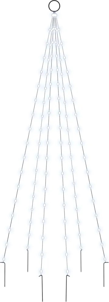 vidaXL karácsonyfa zászlórúdon 108 hideg fehér LED-del 180 cm
