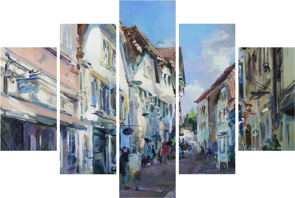 Kép - régi város sikátora, akril festmény (150x105 cm)