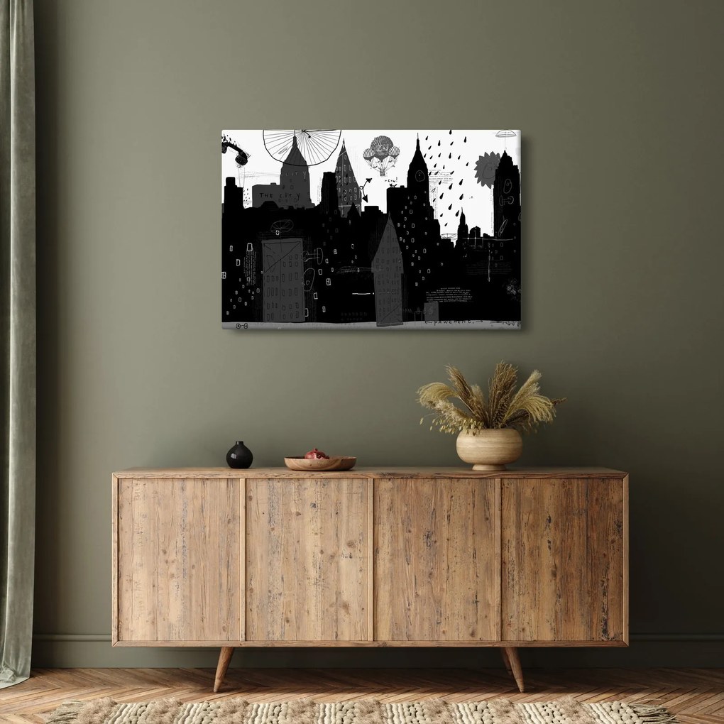 Kép - Város feliratokkal és mintákkal (90x60 cm)
