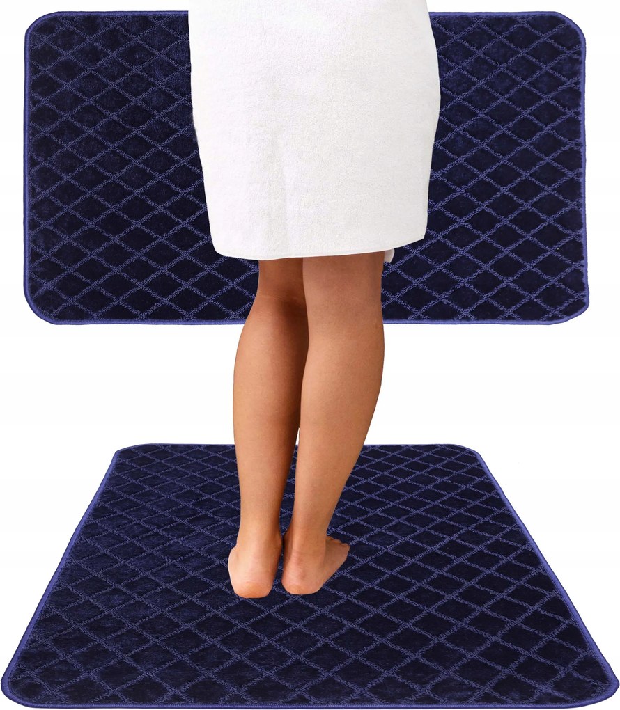 Fürdőszobaszőnyeg Csúszásgátló Elsimone Puha 3D Sötétkék; 50x80 cm