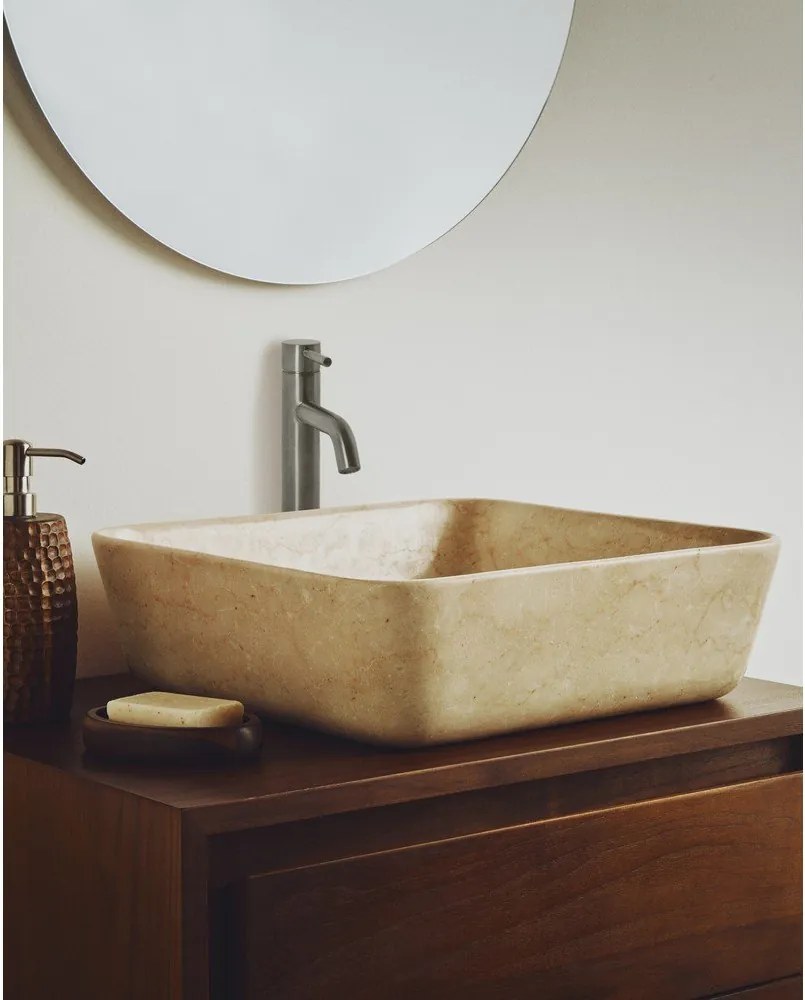 Bézs kő mosdókagyló 40x40 cm Darnen – Kave Home