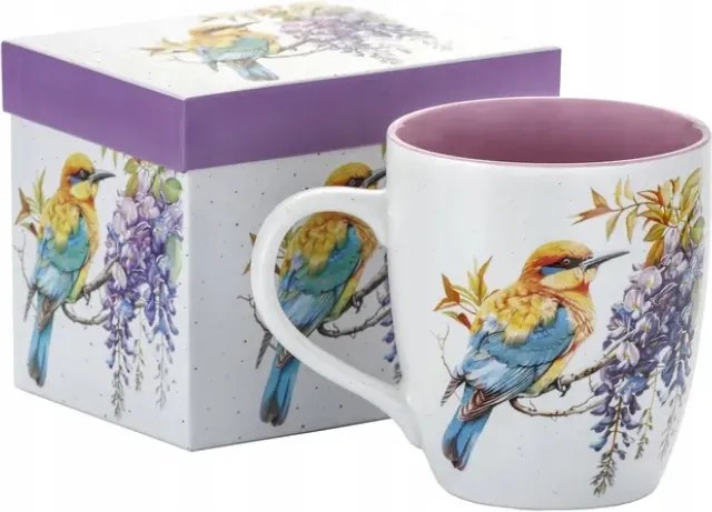 Porcelán bögre madár virágokkal 740 ml elegancia a kezedben