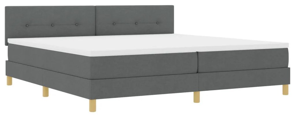 Box Spring Ágy Matraccal Sötétszürke 200x200 cm Szövet