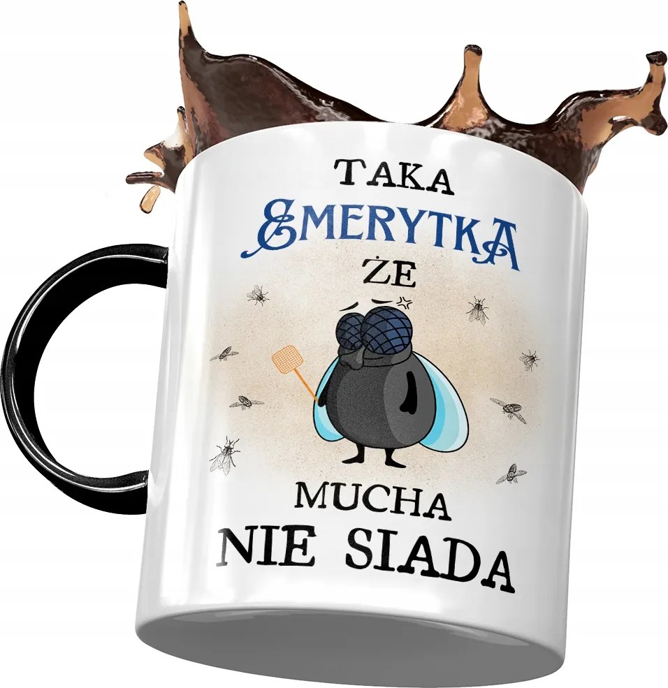 Fekete Bögre Nyugdíjasoknak, hogy a légy ne üljön le fényképes nyomattal