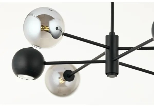 Jupiter 1974 - Csillár rúdon MOKA 3xGU10/10W/230V + 3xG9/10W/230V fekete/króm