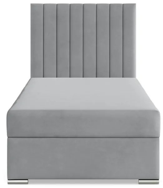 Agen egyszemélyes ágy, bársony, ágyneműtartóval, szürke