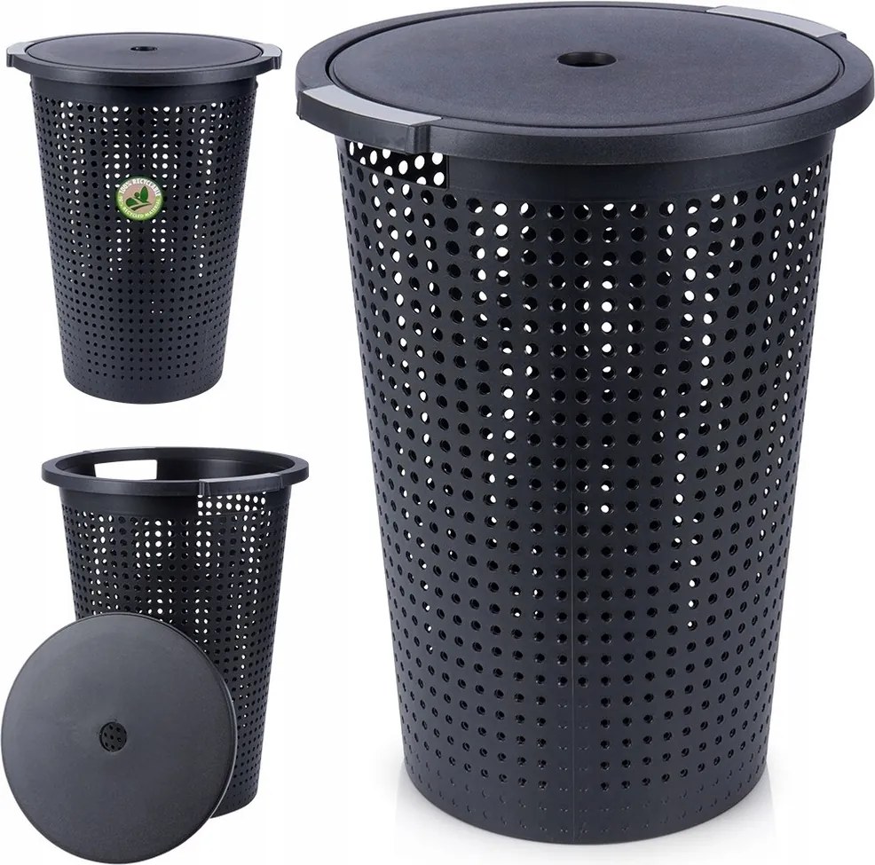 Ruha szennyestartó kosár fürdőszobai tároló barna zárható 35L