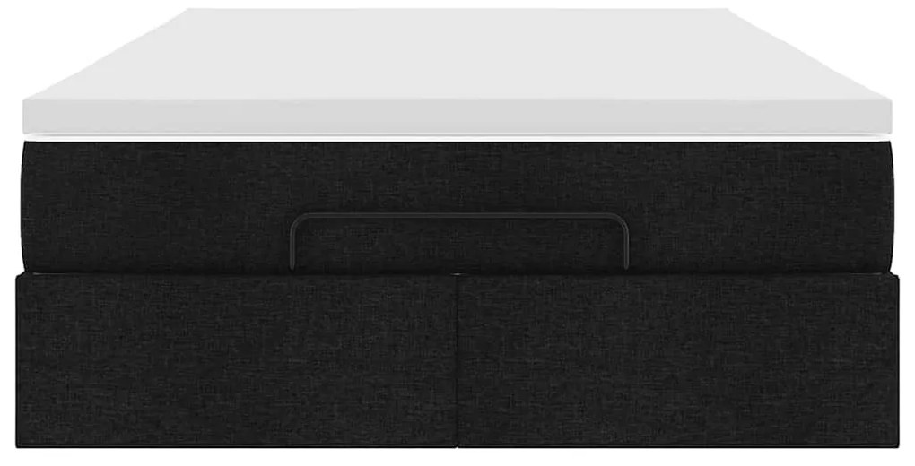 Ottomán ágykeret matraccal fekete 120x190 cm anyaggal