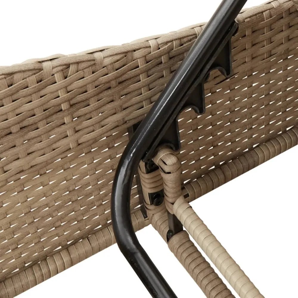 bézs polyrattan napozóágy párnával 60x205x73 cm