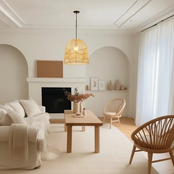 Immax 08263L - Csillár zsinóron PELO 1xE27/40W/230V átm. 50 cm rattan