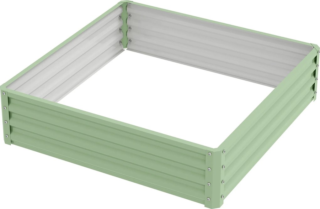 Outsunny Emelt Kertágy, Virágtartó, Zöldségágy, Ültetődoboz, Fűszerágy Kerthez, Teraszhoz, Erkélyhez, Acél, Zöld, 120 x 120 x 30 cm | Aosom