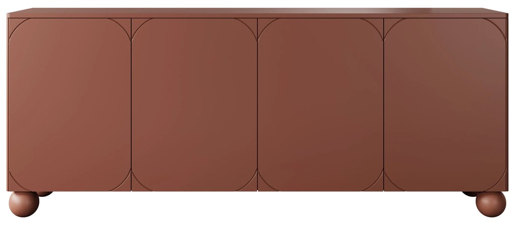 Sonatia II négyajtós komód, gömb lábakon - 200 cm - bordó