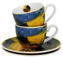 Porcelán eszpresszó kávés csésze + alj 110 ml 2 személyes van Gogh Kávéház éjjel