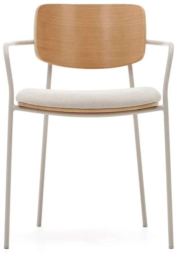 Bézs kárpitozott karfás-rakásolható étkezőszék Maureen – Kave Home