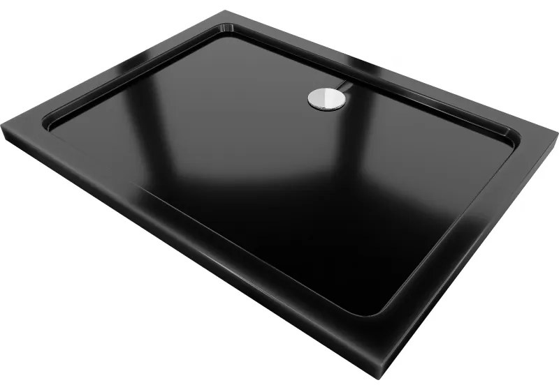 Mexen SLIM - Téglalap alakú zuhanytálca 100x80x5cm + króm szifon, fekete, 40708010