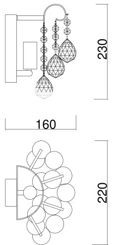 Brilagi - Fali lámpa CRYSTAL 1xE14/60W/230V réz