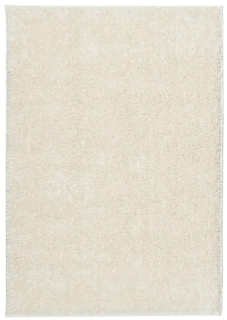 ISTAN krémszínű hosszú szálú fényes szőnyeg 120 x 170 cm