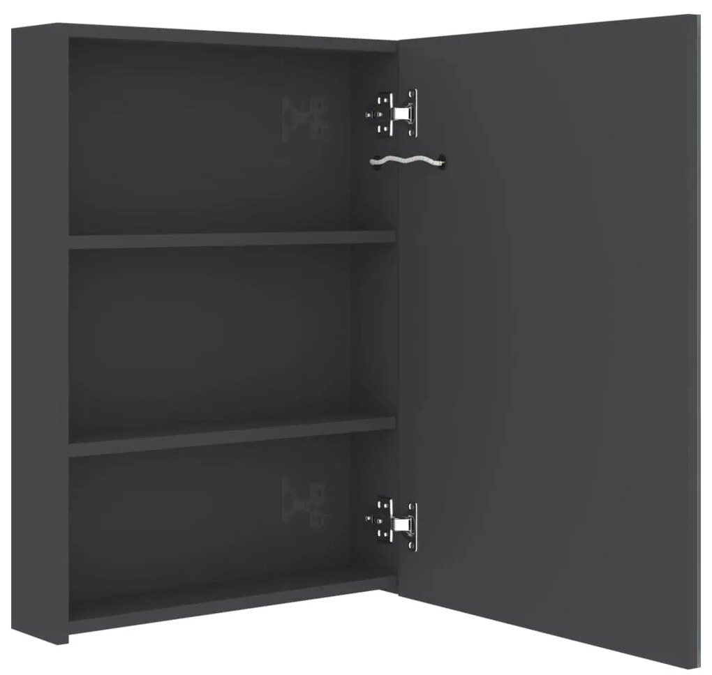 fényes szürke LED-es tükrös fürdőszobaszekrény 50 x 13 x 70 cm