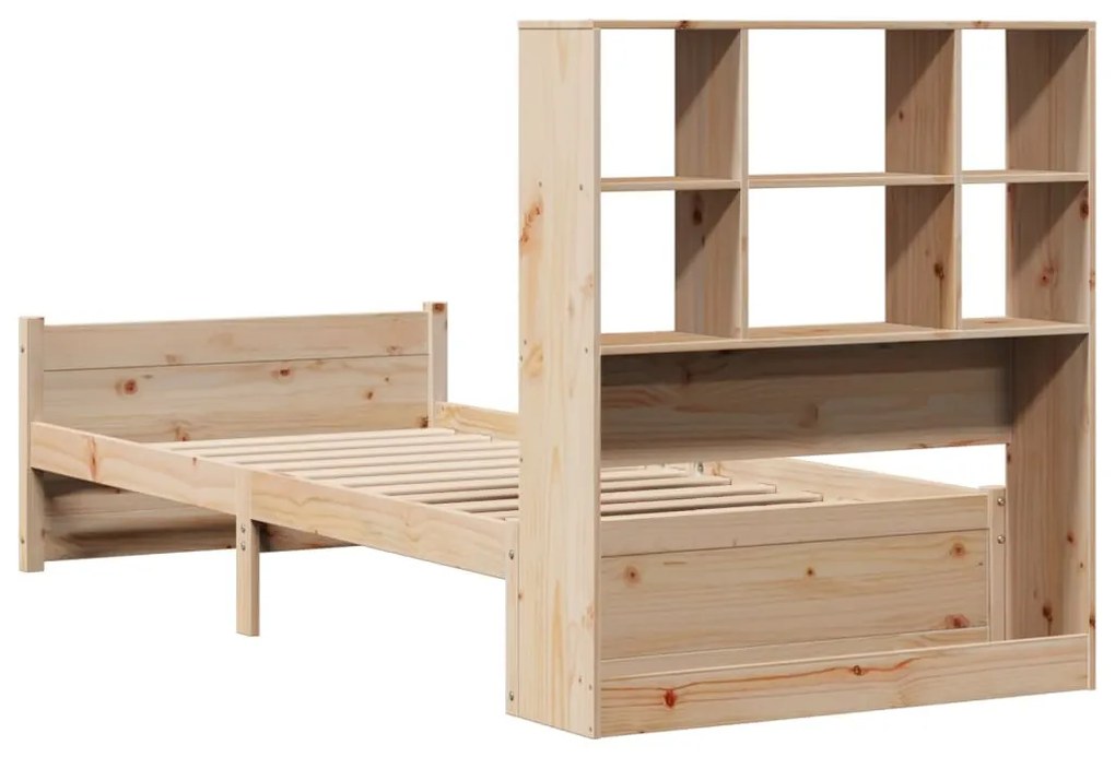 tömör fenyőfa könyvespolcos ágy matrac nélkül 90 x 190 cm