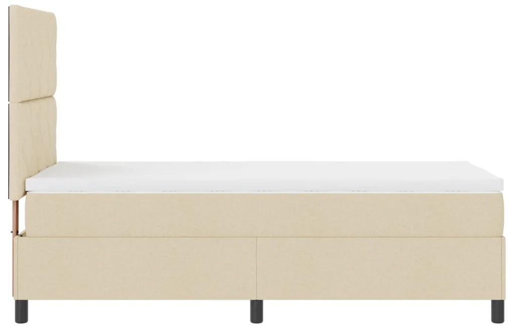 Rugós ágy matraccal és LED világítással, krém, 90 x 200 cm, szövet