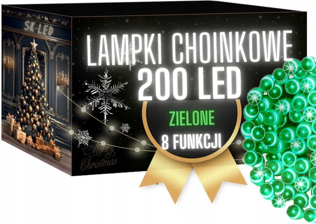 Karácsonyfa Fényfüzér 200 Led Zöld 16M Kültéri Led Karácsonyfa Fényfüzér