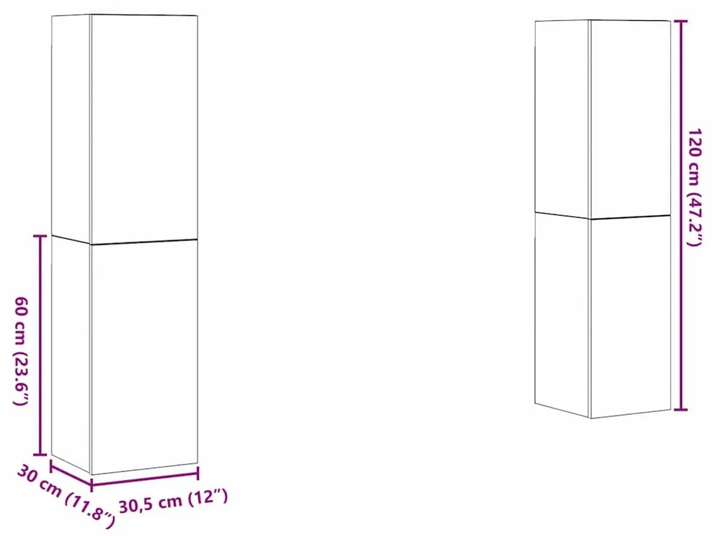 TV Szekrény Szett 4 pcs Régi fa 30.5 x 30 x 60 cm Faanyag