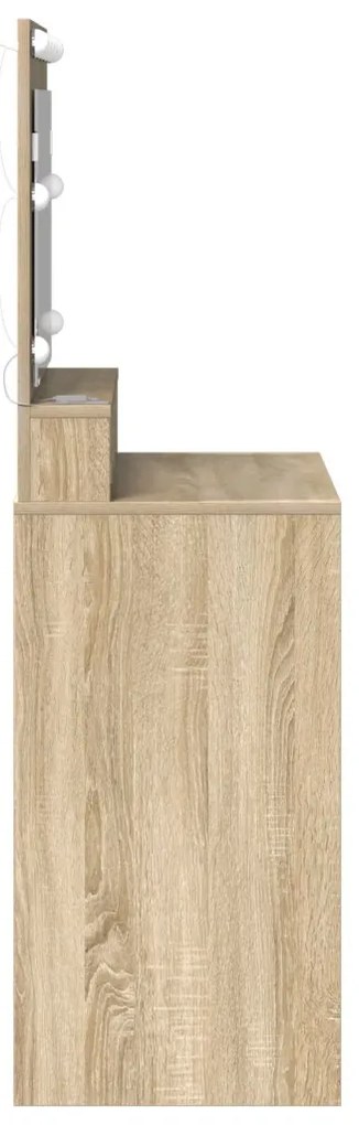 LED-es sminktükör Sonoma tölgyből 79x41x135 cm