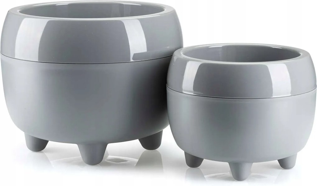 Virágtartó szett Virágtartó Szürke Kerek modern virágtartó lábakkal 2 db-os