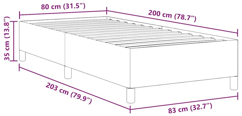 vidaXL Ágykeret Sötétszürke 80 x 200 cm Bársony anyag