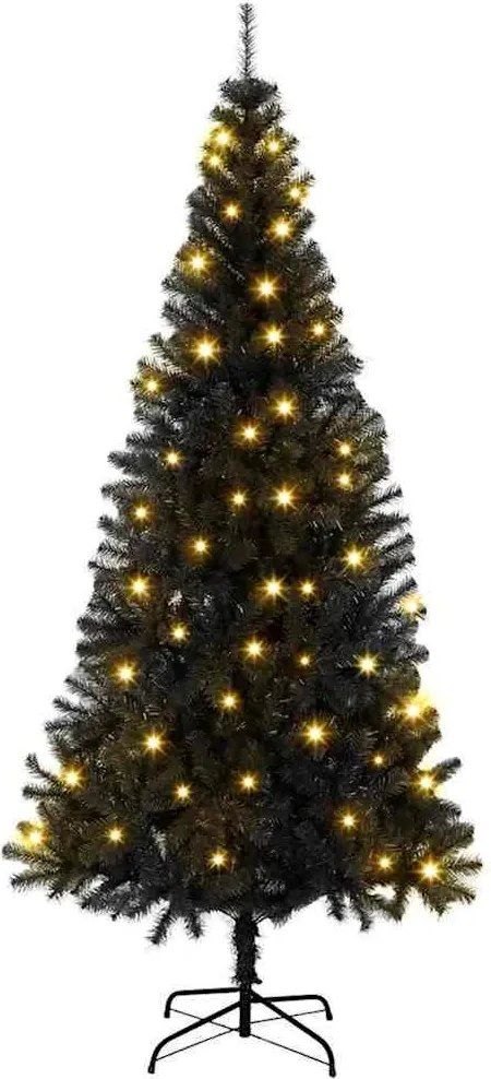 vidaXL Karácsonyfa 300 LED-del állvánnyal Fekete 180 cm PVC