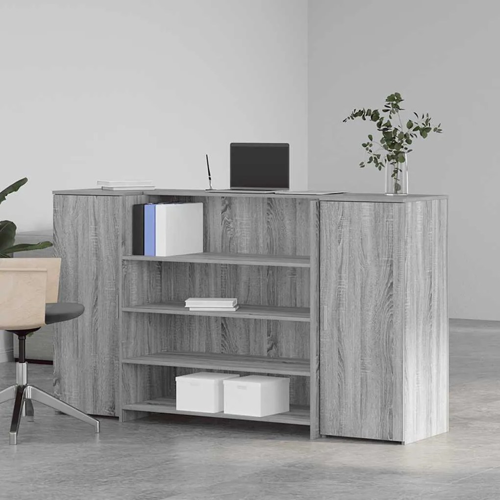 recepciós pult szürke sonoma 180x50x103,5 cm szerelt fa