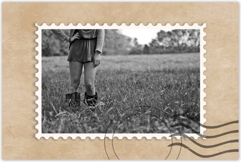 Poszter 60x40 Cowboylány Black and white