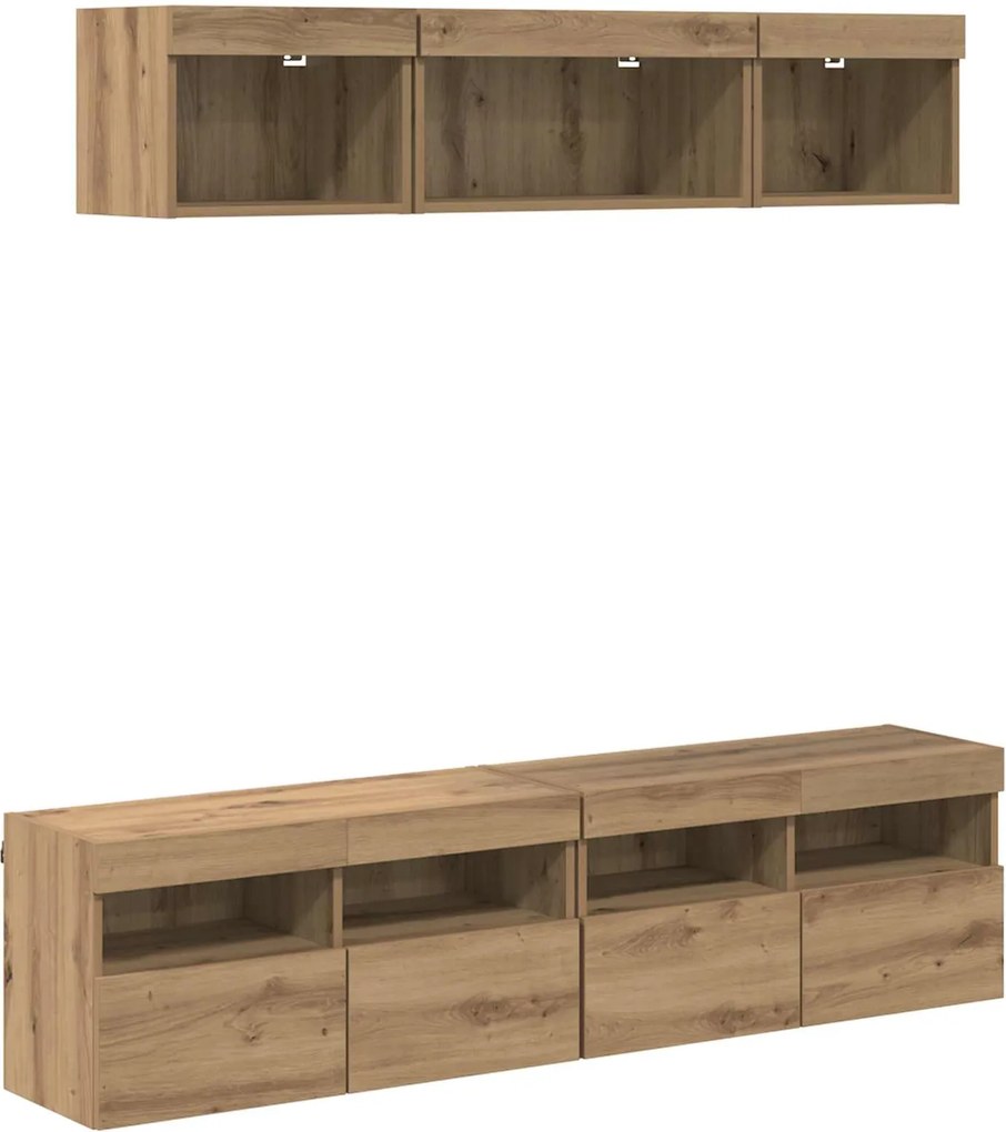 vidaXL TV Fali Egységek LED-del 5 pcs Artisan tölgy 80 x 30 x 40 cm