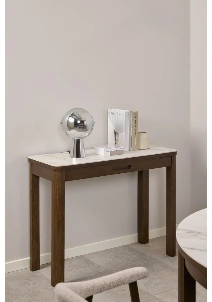 Bézs-sötétbarna konzolasztal kerámia asztallappal 40x100 cm Southampton – Actona