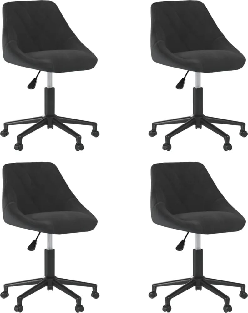 vidaXL 4 db fekete bársony forgó étkezőszék