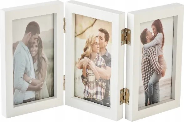 Csuklópántos képkeret 3 kép 15x21 fehér Esküvői, közösségi ajándék