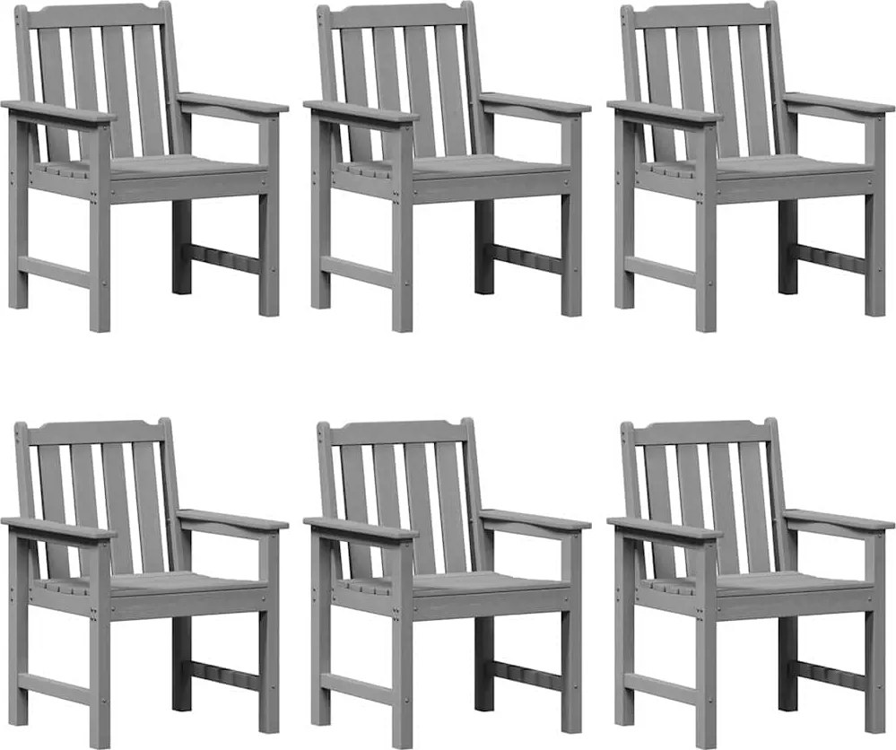 vidaXL Kerti Szék 6 pcs Világosszürke 65.5 x 59 x 88 cm Polietilén