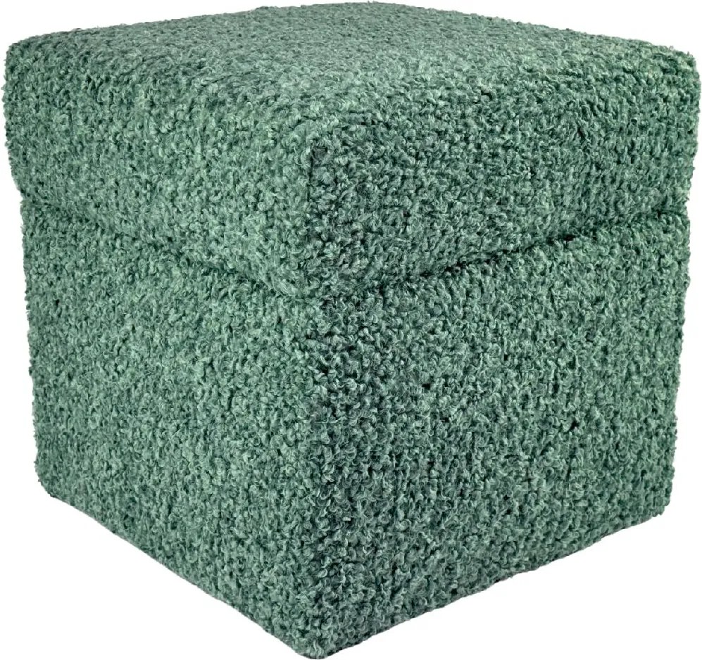 Négyzet alakú nyitható puff rolf teddy bouclé bárány türkiz szín