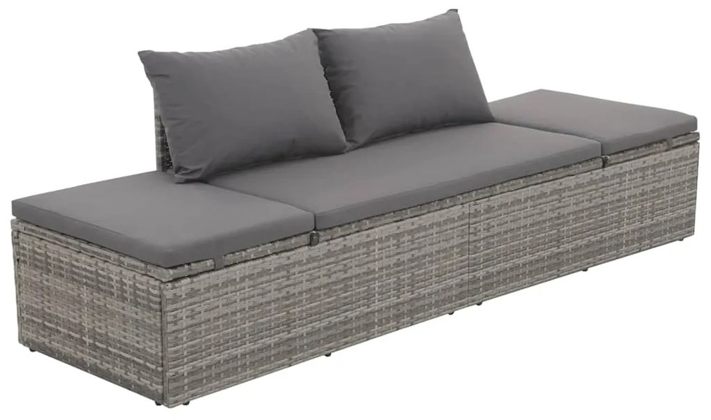 vidaXL szürke polyrattan kerti ágy 195 x 60 cm