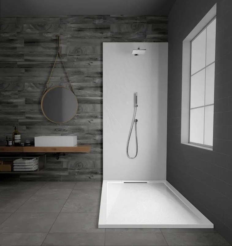 AREZZO design STONE pala hatású öntött márvány zuhanytálca, 120x90 cm-es, fehér (2 doboz)