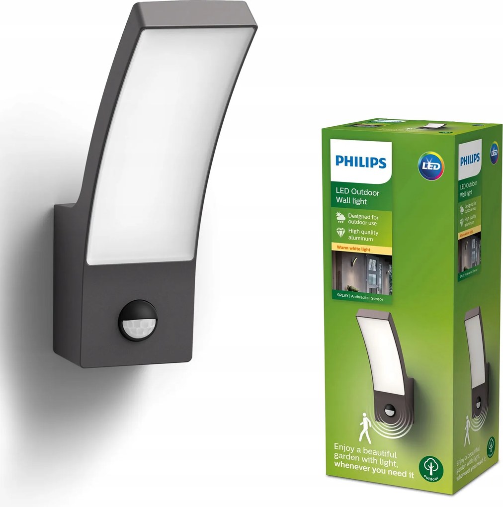 Kerti fali lámpa Led Homlokzati lámpa Kültéri 12W Mozgásérzékelő Philips