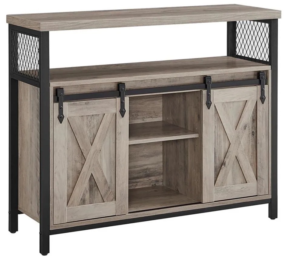 FIRA tolóajtós komód, taupe/fekete színben